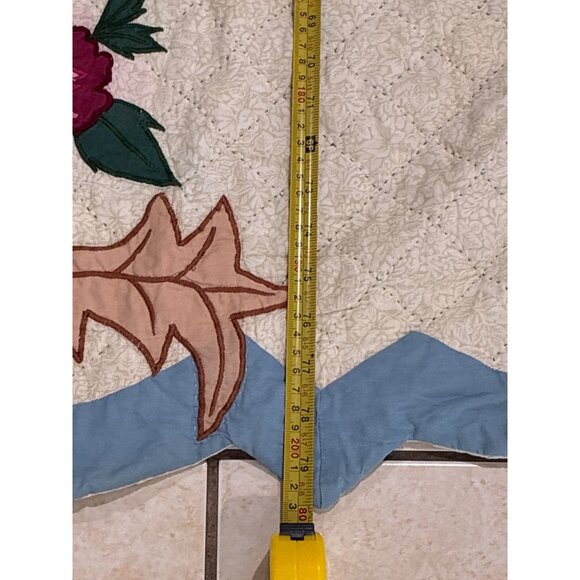 vintage hand-stitched applique quilt floral Garland Roses pattern scalloped edge - Picture 6 of 8